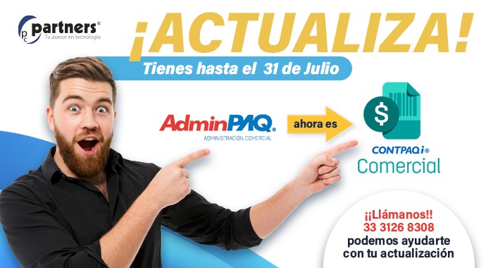 pcpartnersmx's tweet photo. Recuerda que tienes hasta el 31 de Julio para actualizar tu sistema de #AdminPAQ a #Contpaqi #Comercial, pero tranquilo ¡¡nosotros podemos ayudarte con tu actualización!! 

☎️ 33 3126 8308
📨 ventas@pcpartners.com.mx

#ventas #Factura #negocio https://t.co/qB4KjaO9w4