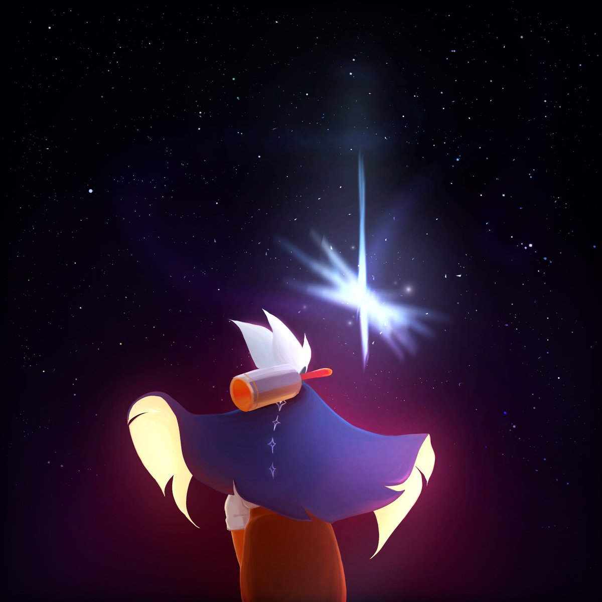 thatskygame's tweet photo. "Sometimes we are like stars - we fall so someone's wish can come true." 🌟

Remember that the the Ancestor Spirits are always smiling upon you in your journey in #thatskygame. Thank you @ThatSkyAri for letting us share your beautiful fanart! https://t.co/nmXNFCipmt