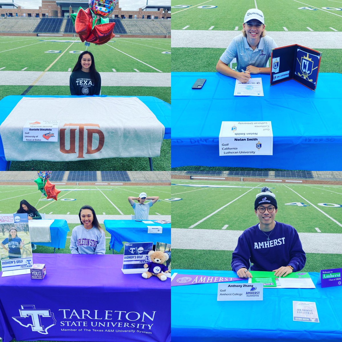 Congratulations AHS golfers signing letters of intent to golf at the college level!
Zach Allen, McLennan Community College
Danielle Dimafelix, UT Dallas
Angela Inocian, Tarleton State
Nolan Smith, California Lutheran
Daniel Wells, Oglethorpe Univ
Anthony Zhang, Amherst College