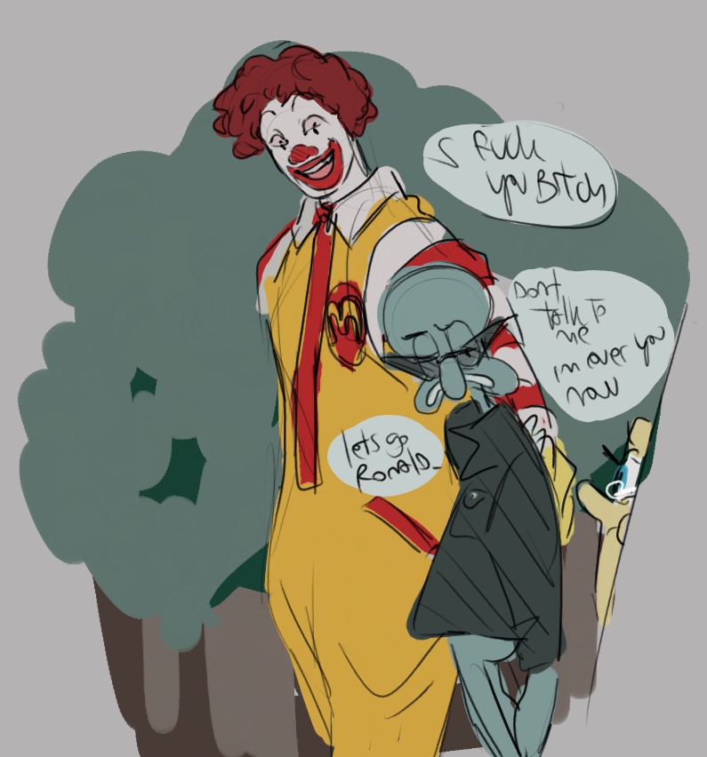 kawaiidani's tweet photo. imnotsorry #shrek #spongebob #thomasthetrainengine #ronaldmcdonald #squidward #fanart https://t.co/dDhdXkdvFe
