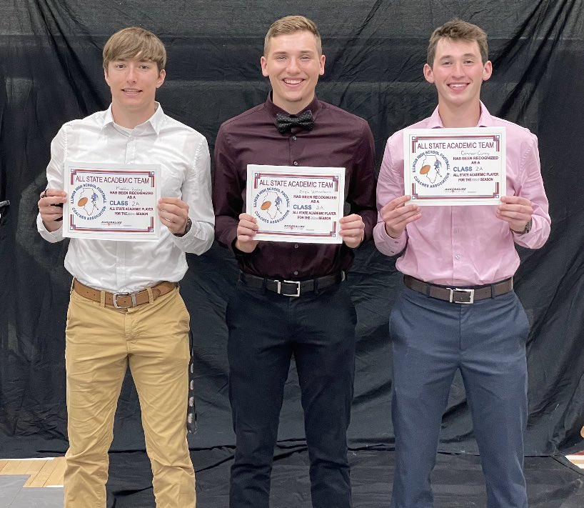 WatsekaFootball's tweet photo. All-State Academic Team!  Great Honor and hard earned. @rigsby_maddux @DrewWittenborn @curry_conner #WarriorPride #StudentAthletes https://t.co/ZPFYp54NPz