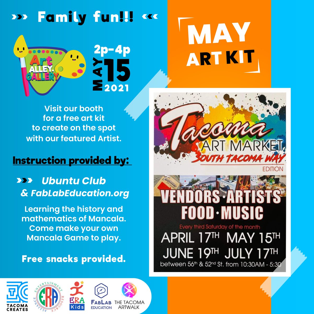 CraftyGallery's tweet photo. Free Art Kits!! Visit our https://t.co/gSrurC1oDk booth this Saturday, 5/15 between 2p and 4p for a free art kit to create on the spot with Ubuntu Club.
Location: 54th and So. Tac. Way. Come join the family fun! #craftygallery #artseducation #heritage #culture #tacoma https://t.co/3TRrDtzqdq