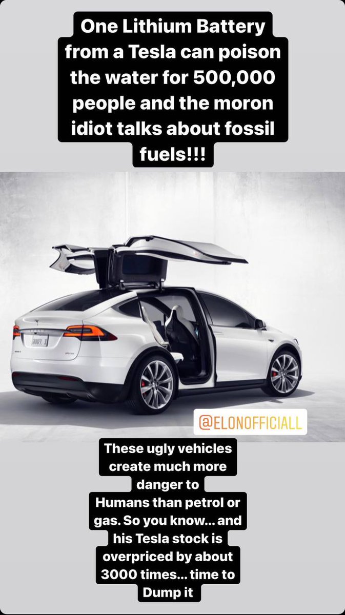 trellokogiot's tweet photo. @elonmusk What about the old batteries from your cars #tesla?
Where do throw them?
Protect Earth and #environment #dontbuytesla https://t.co/xTCWwoSYNm