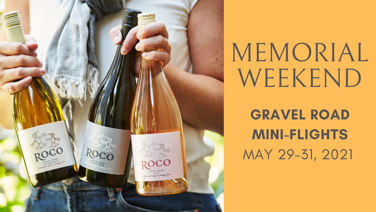 Our Gravel Road series represents everyday luxury with a fresh fruit character and rich, seamless palate from beginning to finish. Taste these wines over Memorial weekend with us! bit.ly/ROCO_Memorial21 🍷
#Oregonwine #OregonPinot #WillametteValleyWine