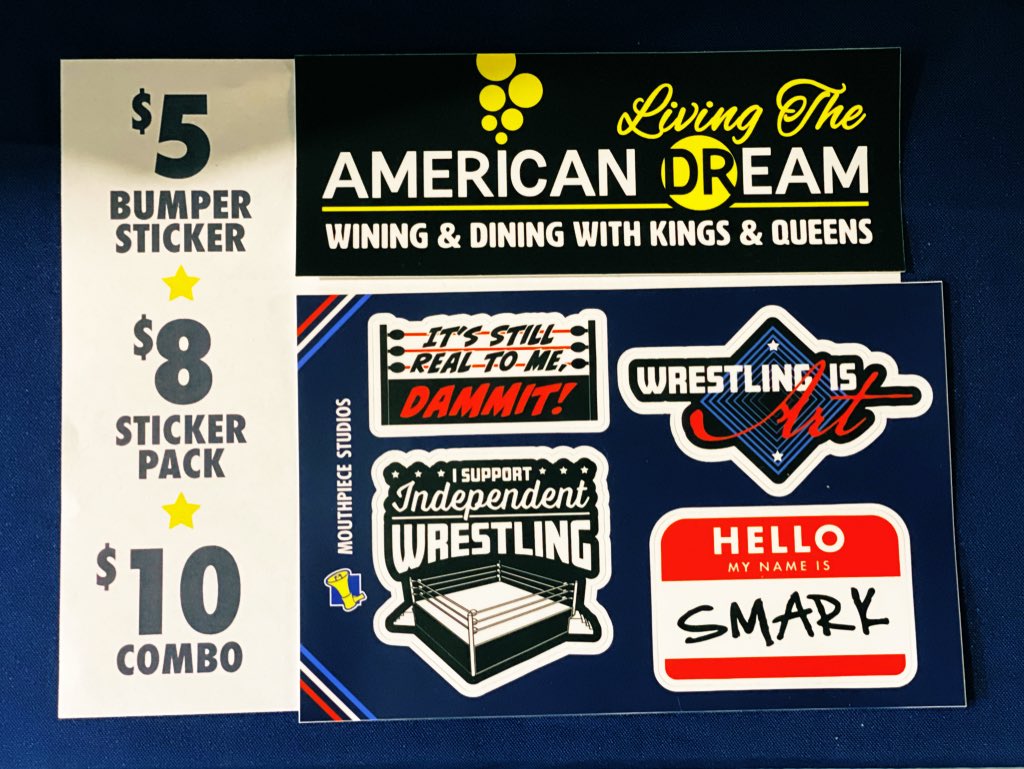 IAmAMouthpiece's tweet photo. Bumper Sticker & Sticker Packs will be available exclusively at the @SquarCircleExpo this weekend! Swing by the booth Friday & Saturday to get the combo! #squaredcircleexpo #scx #prowrestling #wrestling #indiewrestling #wrestlingisart #stillrealtomedammit #smark #americandream https://t.co/GJoOEOcWRQ