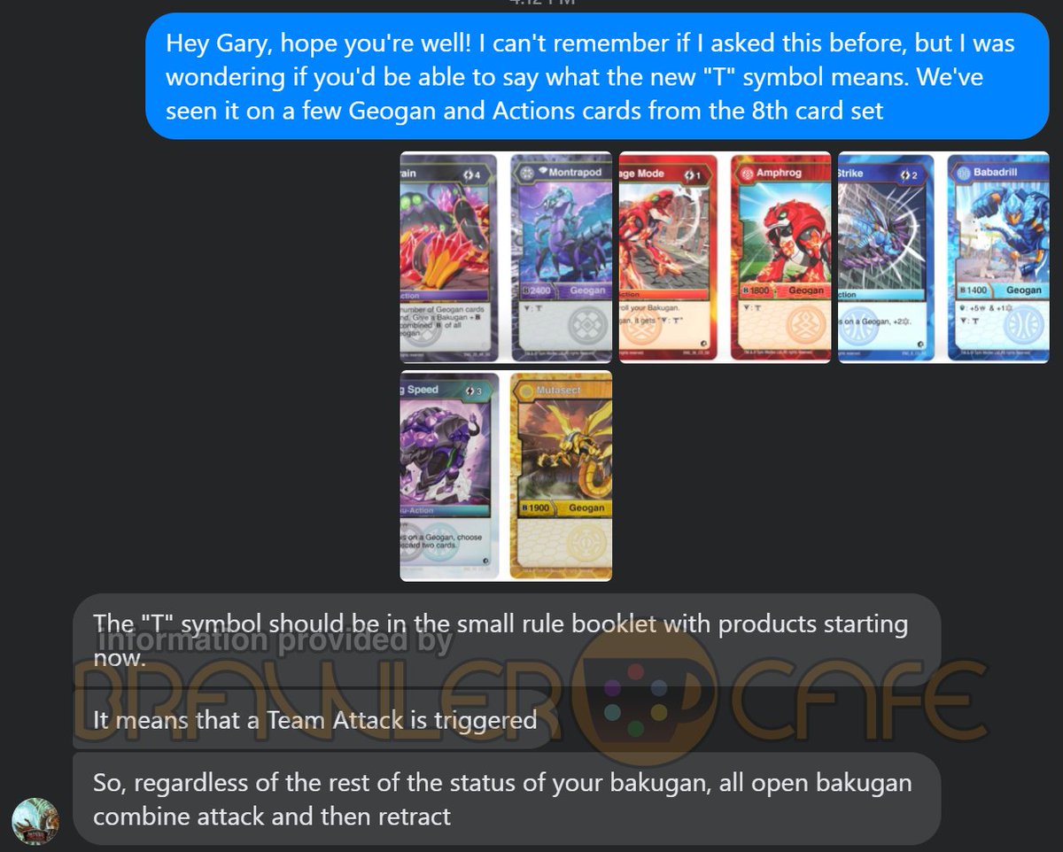 BrawlerCafe's tweet photo. Lead Designer Gary Arant reveals what the "T" symbol does, which first appeared on Set 8 cards https://t.co/DM1Qy0Ou75