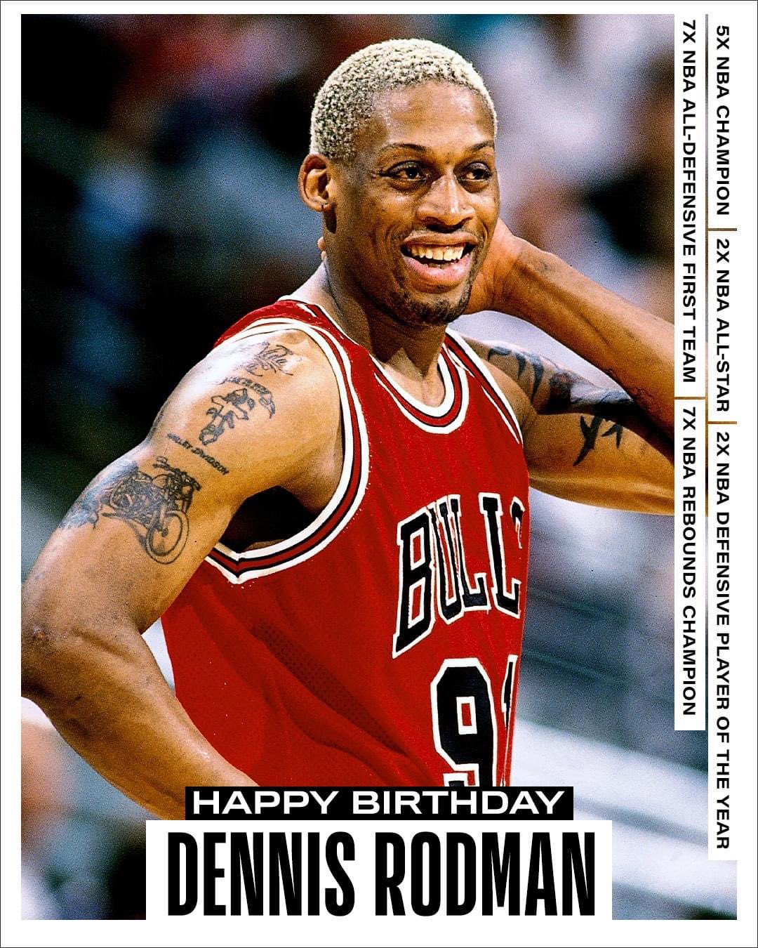 Dennis Rodman is 60 . Happy birthday to one of the baddest players in the game 