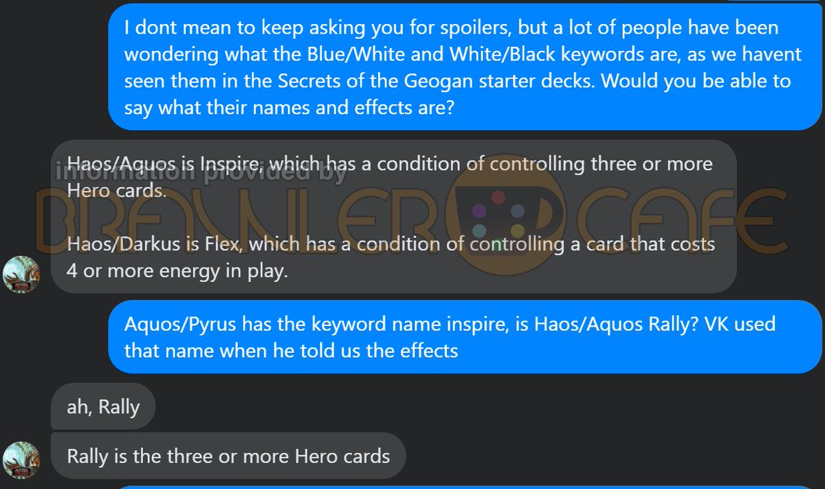 BrawlerCafe's tweet photo. Lead Designer Gary Arant reveals what the Aquos/Haos and Haos/Darkus keywords are from Secrets of the Geogan, as well as the effect of Ebony, the one Shields of Vestroia Bakugan Elite that was unknown. https://t.co/NzX7qfprA5