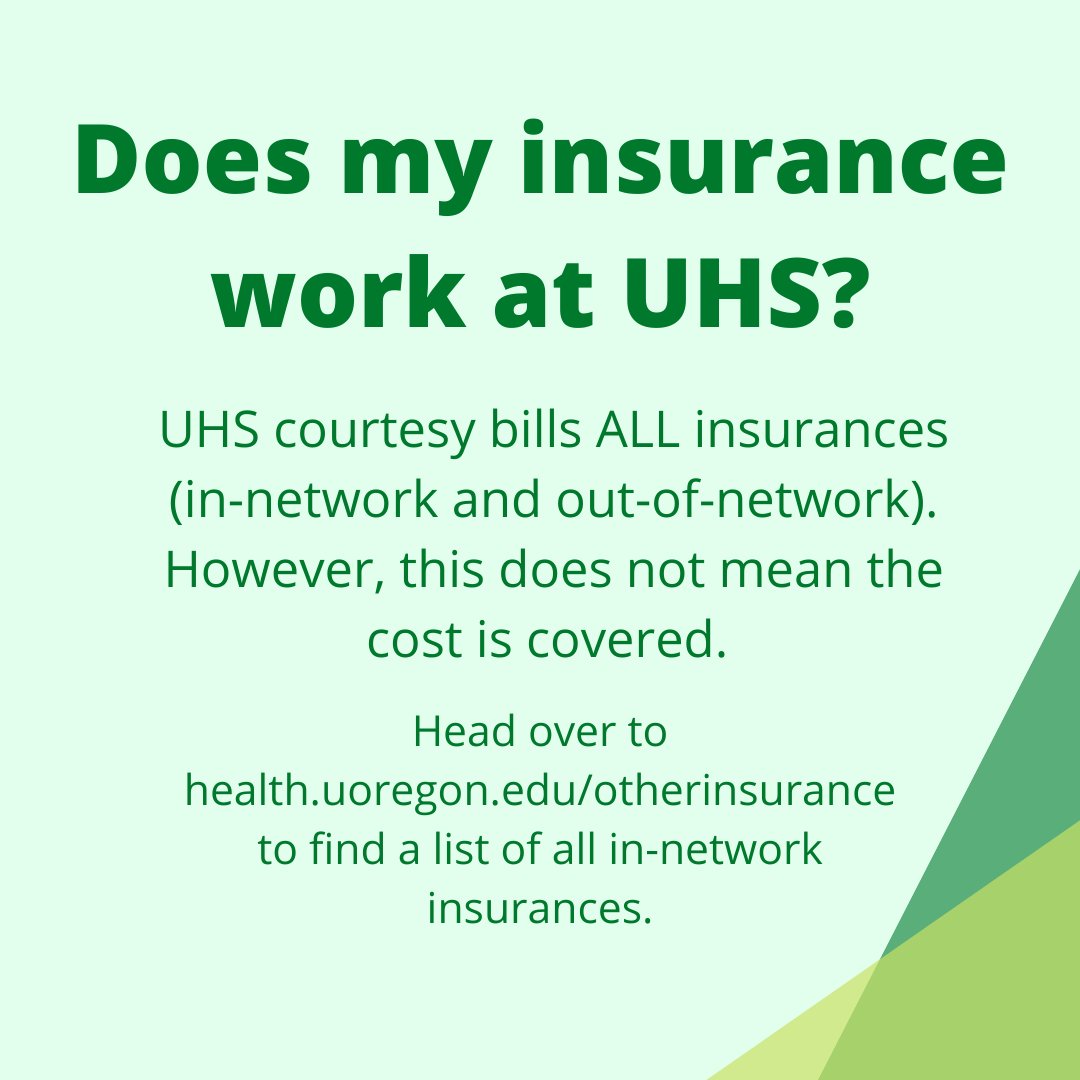 HealthCenterUO's tweet photo. University Health Services can bill any U.S.-based health insurance plan, and we are in-network for a growing list of plans. If you don't have health insurance or your coverage is limited, the UO Student Health Benefits Plan offers comprehensive coverage at a low cost. https://t.co/YvTWGC9pj7