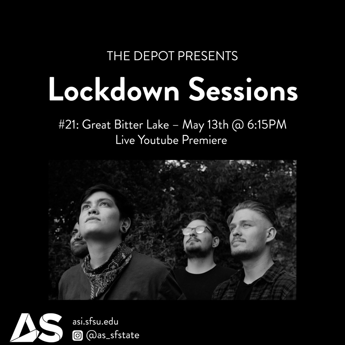 Lockdown Sessions #21 features indie-rock band @greatbitterlake.🤘🎸🎶 tune in at 6:15PM via the link in our bio for an evening full of indie jams, BUT WAIT, there’s more: 

Get to know the band @ 6PM via IG Live during a takeover. 

See y’all there!