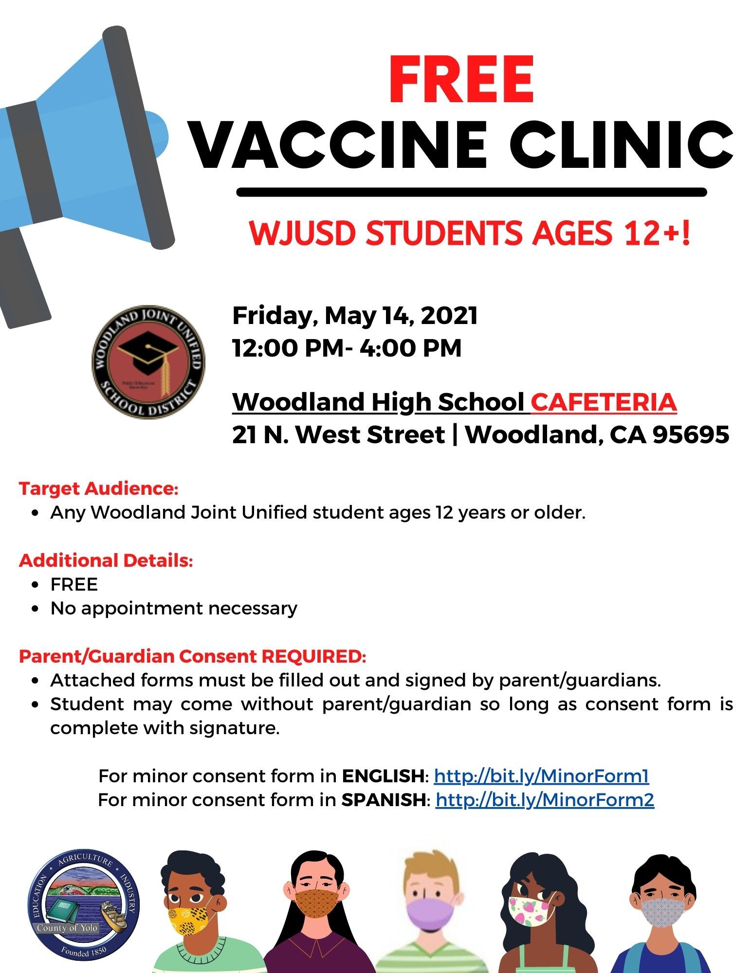 Yolocountyca For Any Woodland Joint Unified Student 12 Who Wants The Pfizer Vaccine Friday May 14 At Woodland High School From 12 4 Pm No Appointment Necessary But Parent