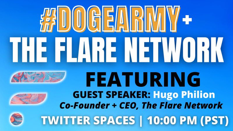 🚨MAJOR ANNOUNCEMENT🚨

<a href="/DogeCoinMilitia/">TimboSlice</a> Made It Happen.

#DogeArmy + <a href="/FlareNetworks/">Flare ☀️</a> On Twitter Spaces LIVE.

May 20th 10PM PST | 1AM EST 🗓 

You Don’t Want To Miss This One.