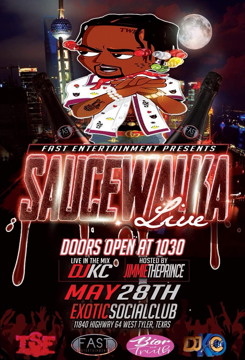 2LivePartyCrew8's tweet photo. LookOut 👀 MAY 28th Marneitha Moma Scott&amp;  #FastEnt SAID ITS UP THERE AND STUCK THERE ⚡️ TYLER TX, WE GOT HOUSTON TX INVADING WITH THE SAUCE GOD💧 #SauceWalka Live In Concert 🎬🎥 Make Sure You Get Your Tickets Early 👌🏽 Cause You Know This Bout To Be A Sold Out Event 🥵 https://t.co/kUDDw0mbCP
