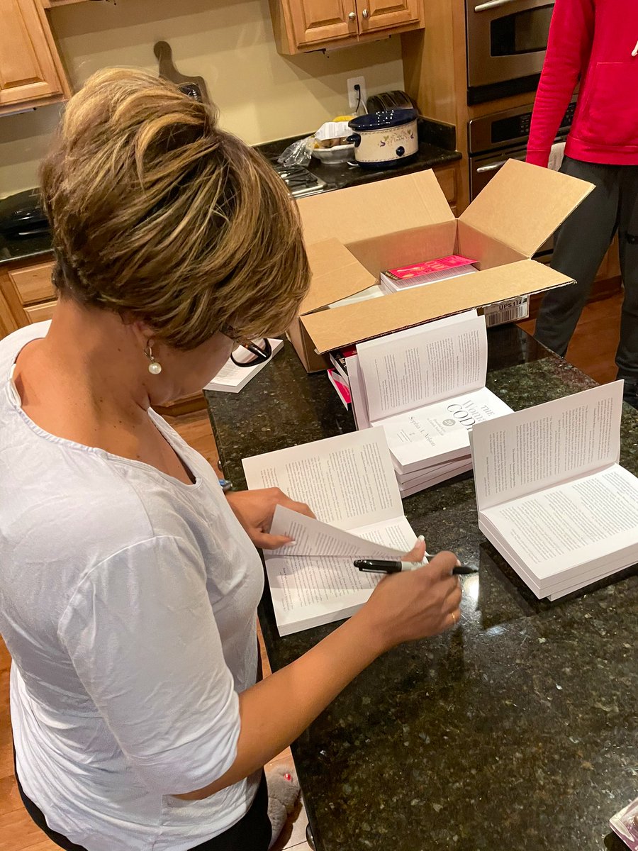 TheWomanCodePB's tweet photo. Signing books for an event this summer in Florida. My team came over and brought the boxes of books to be signed and shipped. I am always working. Even after my #2ndshot of being #vaccinated and feeling a bit blah! I ❤️ sharing #thewomancode #WomanCodePaperback https://t.co/emEcHkubt8