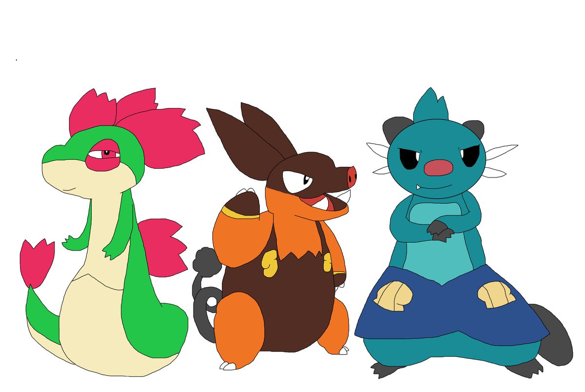 Redesigned(?) Unova starters middle evos JeRmEnCo - Illustrations ART street