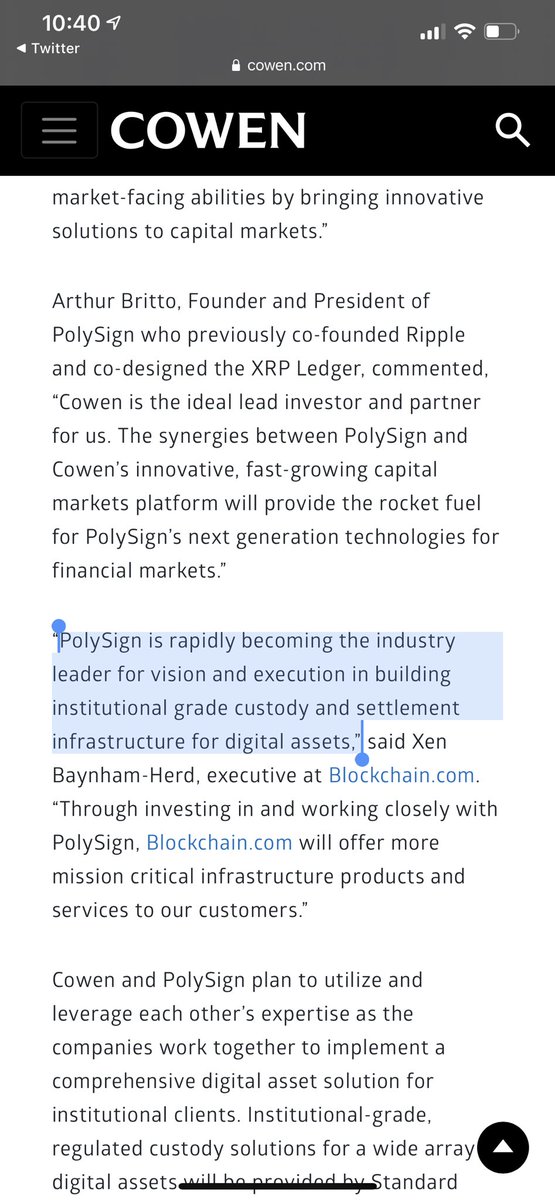 PolySign making big moves in the background <a href="/thebearablebull/">The Bearable Bull</a> 

cowen.com/news/cowen-and…