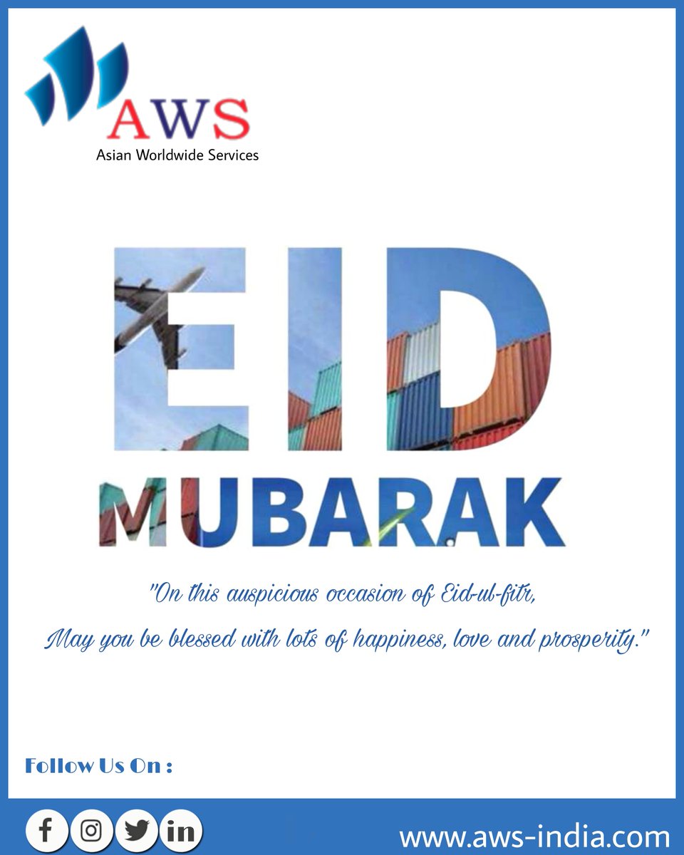 May your sincere prayers be answered, and may you be blessed with Allah's choicest blessings. 

Wishing Eid Mubarak to you and your loved ones.

#eidmubarak2021 #awsindia #consolidation #overseaspresence #LCL #FCL #exports #imports #logistics #shippingworldwide