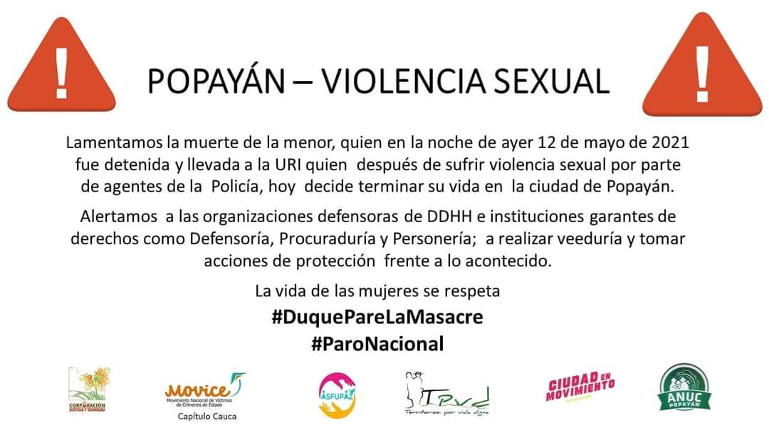 bradyslopez26's tweet photo. NUESTROS CUERPOS NO SON BOTÍN DE GUERRA.
#SOSColombiaDDDHH 
#SOSColombiaEnDictadura https://t.co/qbvx4McLZ4
