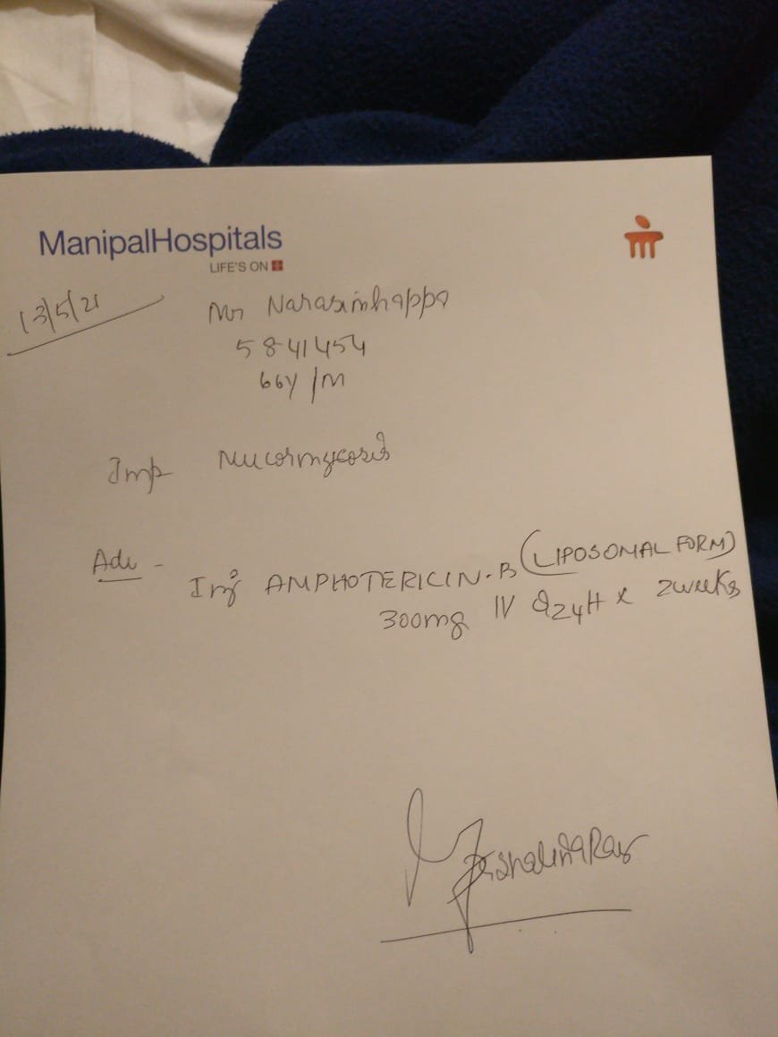 Aditya Patel (@praystime) on Twitter photo #SOSIYC #SOSBangalore
A farmer from Karnataka just recovered from COVID but is now suffering from Black Fungus infection.
URGENTLY requires 30 doses of Limphosomal Amphotericin B injection.
Pls help!
Attender no: +91 99456 72484
<a href="/srinivasiyc/">Srinivas BV</a> <a href="/RakshaRamaiah/">RR 🇮🇳</a> <a href="/Sowmyareddyr/">Sowmya | ಸೌಮ್ಯ</a> #SOSIYC #SOSBangalore
A farmer from Karnataka just recovered from COVID but is now suffering from Black Fungus infection.
URGENTLY requires 30 doses of Limphosomal Amphotericin B injection.
Pls help!
Attender no: +91 99456 72484
<a href="/srinivasiyc/">Srinivas BV</a> <a href="/RakshaRamaiah/">RR 🇮🇳</a> <a href="/Sowmyareddyr/">Sowmya | ಸೌಮ್ಯ</a>