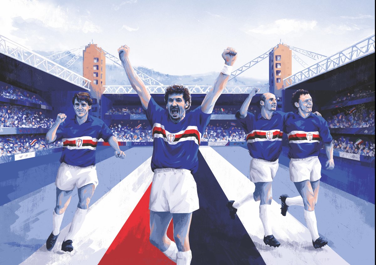 🔥 As part of celebrating 30 years since Sampdoria's title, we commissioned <a href="/BF_Illustration/">Ben Farr</a> to produce something that we can giveaway. So here's your chance to win this beauty in A2. To enter:

1️⃣ Follow <a href="/thesefootytimes/">These Football Times</a> and <a href="/cultkits/">Cult Kits</a>
2️⃣ RT

Winner announced Monday. Good luck!