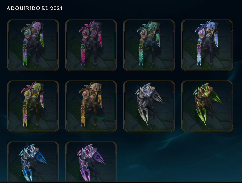 Showktech's tweet photo. Al fin en mi colección solo falta 2 Chromas más, la Nueva Skin y la Misteriosa Skin Prestigiosa. Queda Coleccionarlas Todas y jugarlas con mis sucias manos. 😈😈😈😈😈 https://t.co/3yRaNfu73b
