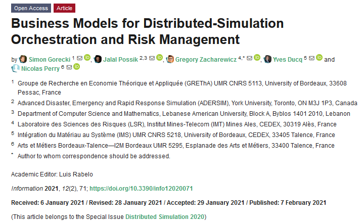 InformationMDPI's tweet photo. #NewPaper "Business Models for Distributed-Simulation Orchestration and Risk Management"
https://t.co/t4hFUw7s2c
#HLA
#FMI
#risk #management
#interoperability
#modeling and #simulation
#Papyrus #JaamSim #Industry 4.0 https://t.co/oAAf0ECSSK
