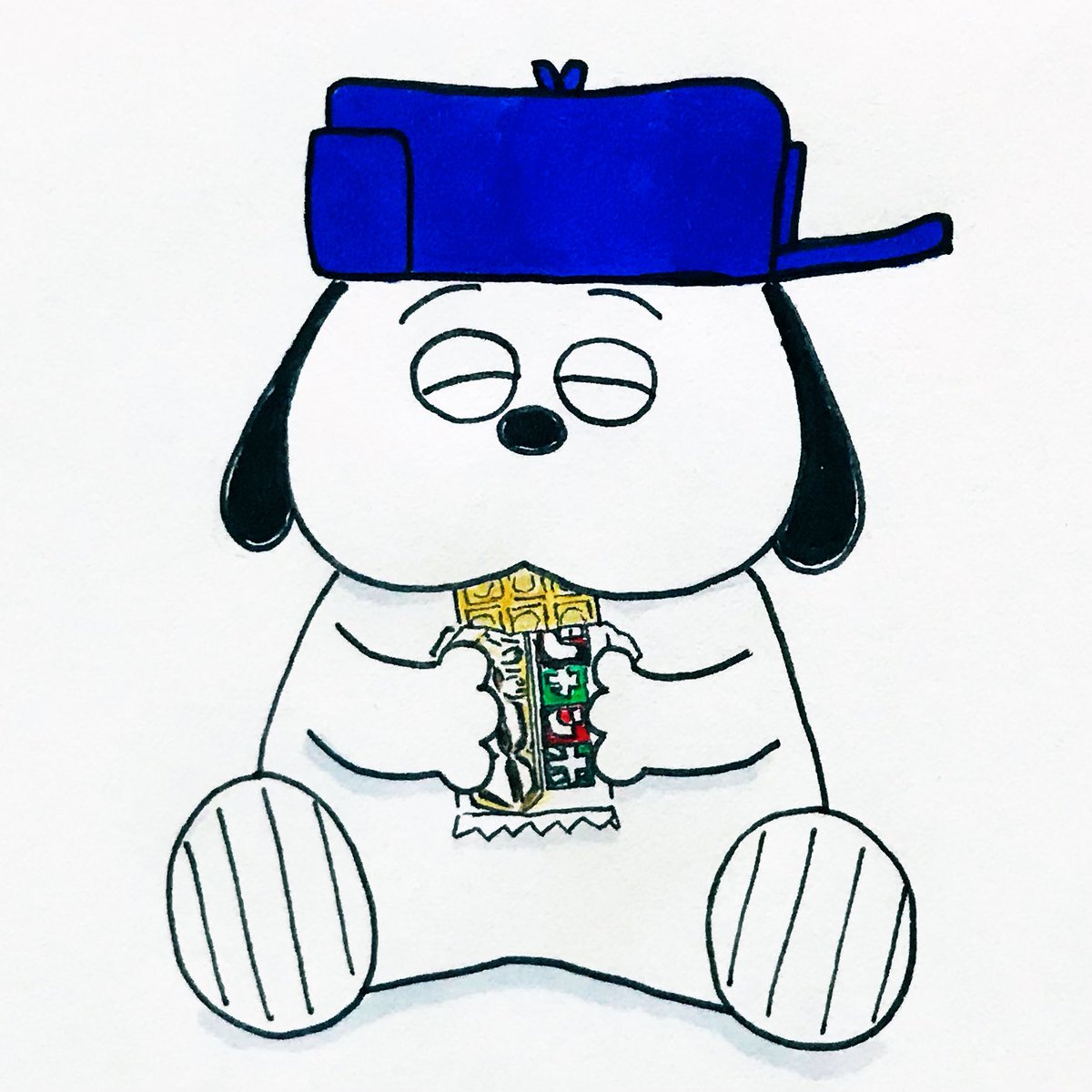 Wlfa Snoopy Day78 チョコモナカジャンボを食べるオラフ 100日後も食べるオラフ アナログイラスト Wlfa Snoopy Day78 チョコモナカジャンボを食べるオラフ 100日後も食べるオラフ アナログイラスト