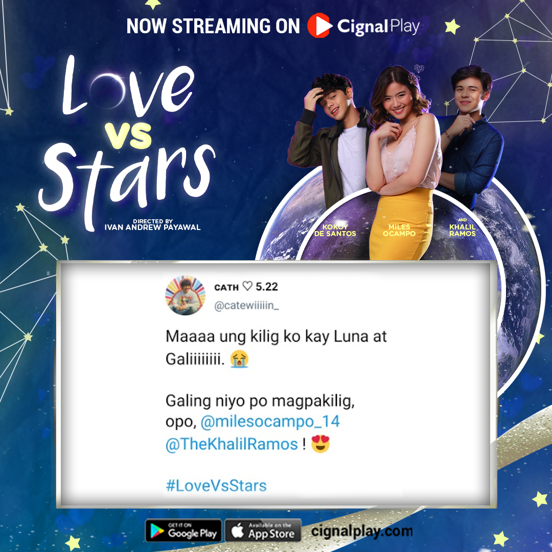 CignalPlay's tweet photo. Mapa-#TeamGali ka man or #TeamCaloy, enjoy ang panonood ng bawat episode ng #LOVEvsSTARS! 💖

Register on https://t.co/a2NgJMkwFj &amp; download the app to binge-watch ep 1-8 for FREE until May 31 (while abangers sa new episodes this Wed😉)
@milesocampo_14 @TheKhalilRamos @kkydsnts https://t.co/QKAVxZuu1s