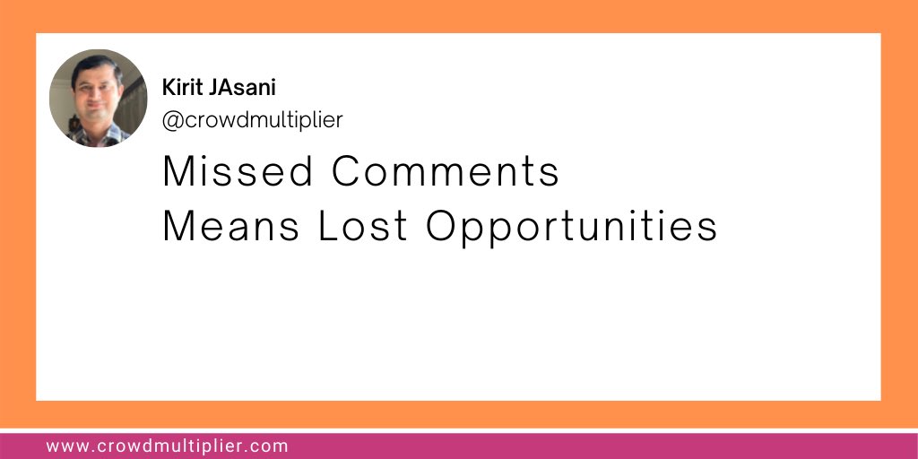 CrowdMultiplier's tweet photo. Read all details about how missed comment is lost opportunity CLICK https://t.co/JwyVA1b6fy

#socialmediacomment #SocialMediaCommunity #smallbusinessowner #businessowner #businesswoman #businesswomen #businessman #businessmonitoring #CrowdMultiplier #KiritJAsani #socialmediatips https://t.co/gpWiFG5RxR