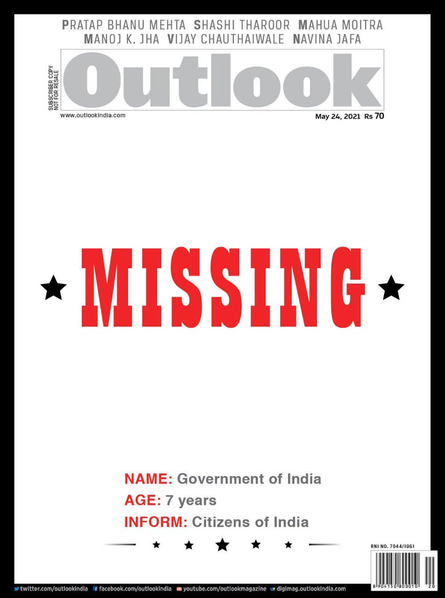 MathurAvni's tweet photo. At least some media houses still got a spine
Kudos @Outlookindia ๐ฅ
#MissingGovtOfIndia https://t.co/CWggP3SVMe