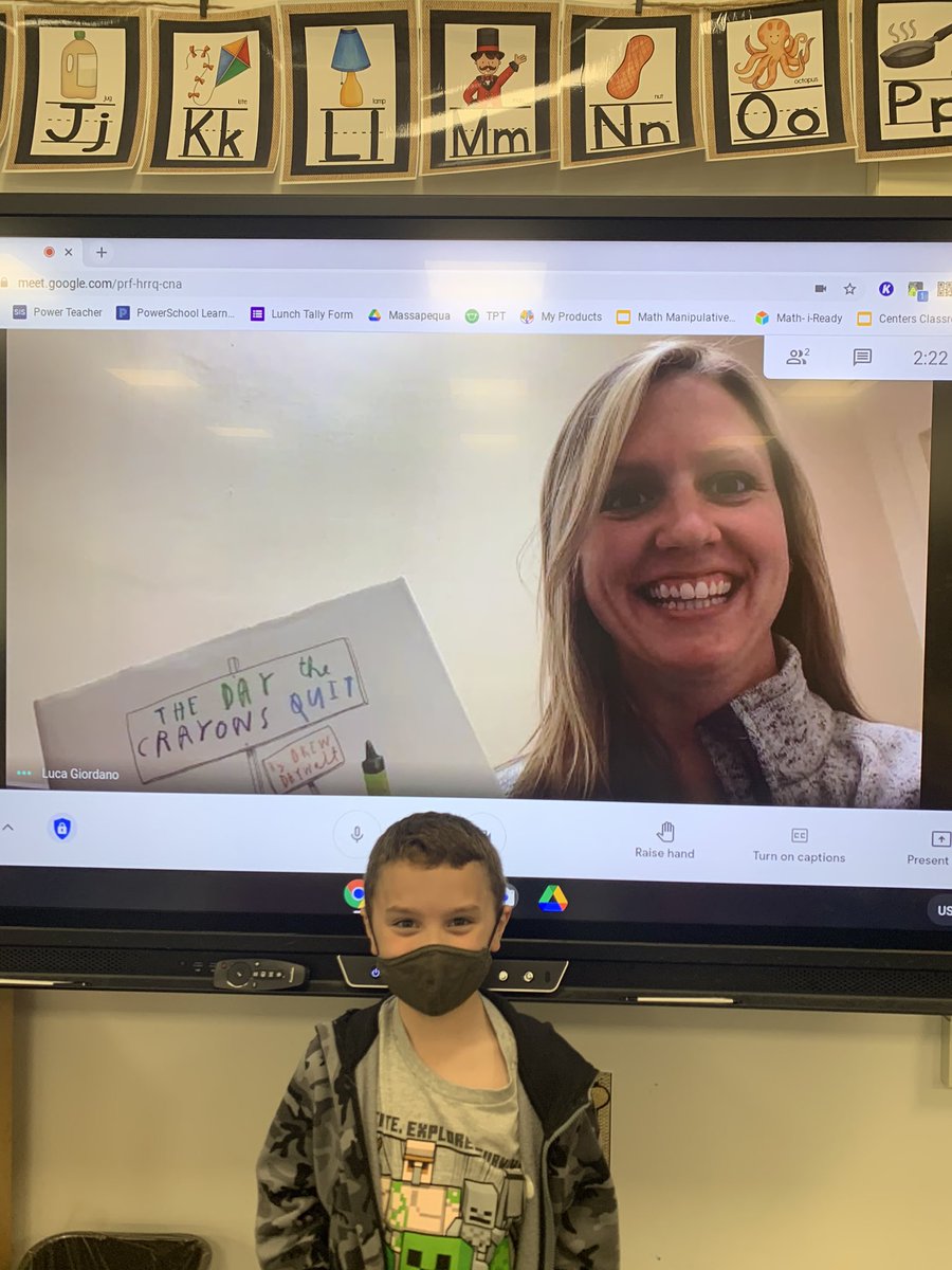 MrsZeises's tweet photo. What a great birthday week! Thank you to our Mystery Reader! The class was so engaged and loved The Day the Crayons Quit! Happy birthday Luca! 🥳🤩🥳 https://t.co/yp6Nrzvw4W