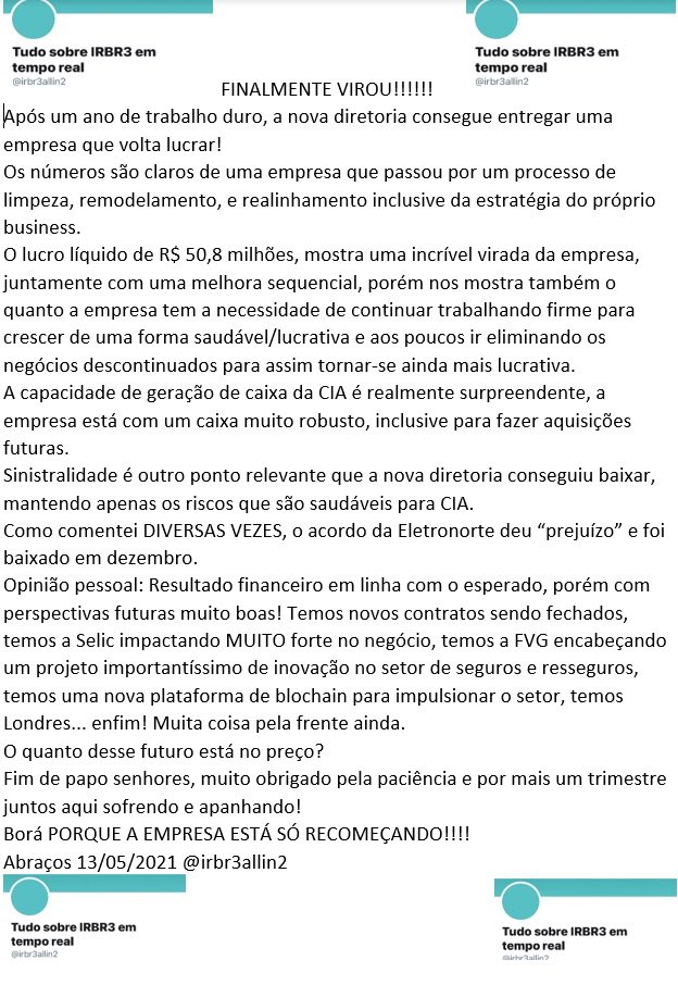 Tudo sobre IRBR3 em tempo real tweet media