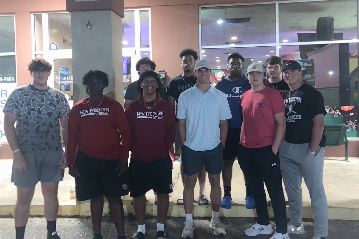 NBHSFB's tweet photo. Senior football players for your 2021 New Brockton Gamecocks getting together for supper tonight making memories and building a stronger bond. 
The great thing about football is after a while you become more than teammates....you become brothers.

#sharpenthespur 
#ALLIN4NB https://t.co/0kTU89lQRg