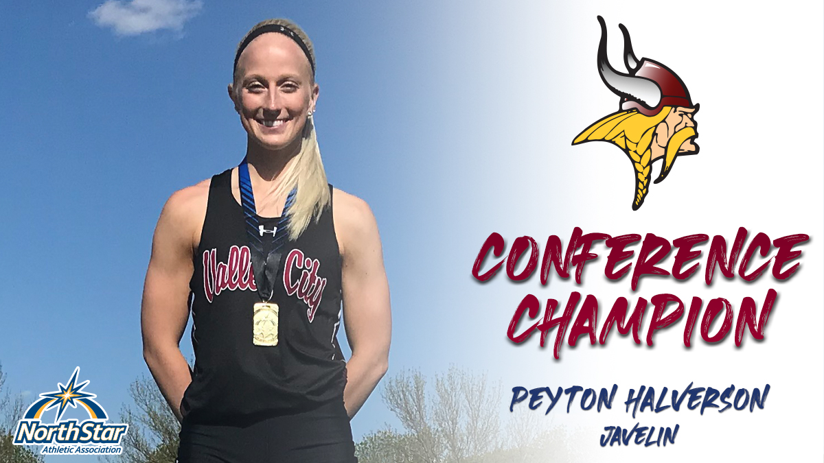 VCSUVikings's tweet image. ⚡️ CONFERENCE CHAMP! 👊
Peyton Halverson wins the women's javelin title at today's NSAA Championships! Congrats, Peyton! #VCSUVikingPride