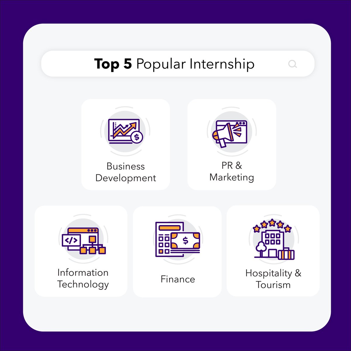 Looking for an #internship that suits your #career interest? Here are our top 5 #industries! 

With AIP, you have a #choice of up to 20 industries in more than 10 #countries. Take #advantage of this amazing #opportunity to #work in the field of your choice!👨🏻‍💻👩🏼‍💻✨⁣