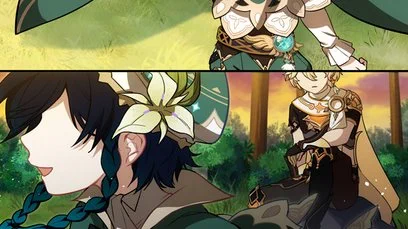 To sum it up: Venti and Aether talked hundreds of years before the start of the game. It shows the absence of Paimon and the old Venti's lyre

But Aether isn't MC there. As it's clearly stated in canon, it was the sibling who travelled through Teyvat 