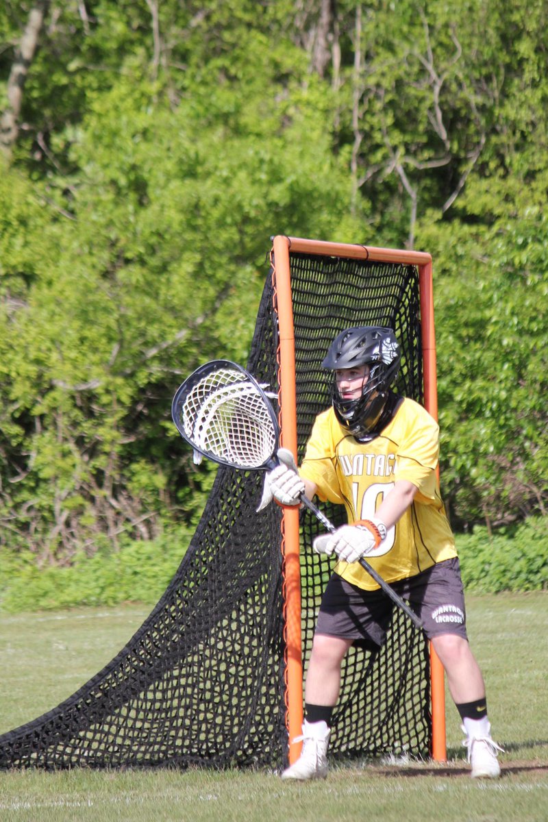 GroomKeegan's tweet photo. When the lax goalie gets quarantined so they stick the hockey goalie in the net . . . Second start coming up Saturday. https://t.co/4lRVswJD6c