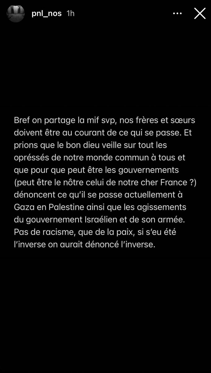ShadesFrance's tweet photo. Alors qu’il avait totalement disparu des réseaux sociaux, N.O.S a tenu à laisser un message pour la Palestine 🇵🇸 

« J’aimerais faire plus... » https://t.co/aO9mtNB6KE