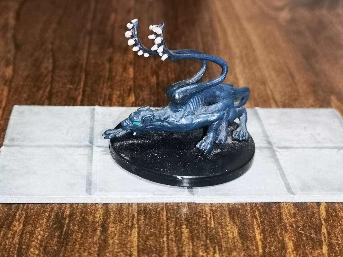 Fry420x's tweet photo. Today, my players had their first encounter with a Displacer Beast. #DnD #DMdad #dndminiatures https://t.co/OVYb9ufm2v