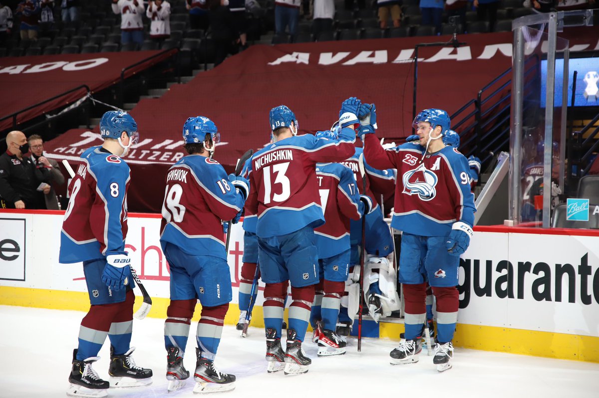 Avalanche's tweet photo. WHAT A NIGHT. 
WHAT A SEASON. 
LET’S KEEP THIS ROLLING. 

#GoAvsGo https://t.co/Ldff0dEcXf