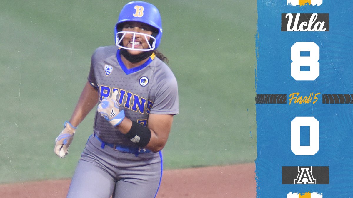BRUINS WIN!!!!

UCLA hits 🖐️home runs, as Maya Brady hits two, and Rachel Garcia, Delanie Wisz and Aaliyah Jordan also leave the yard. Anna Vines chips in with three hits.

The magic number for UCLA's 11th Pac-12 title is one!

#GoBruins