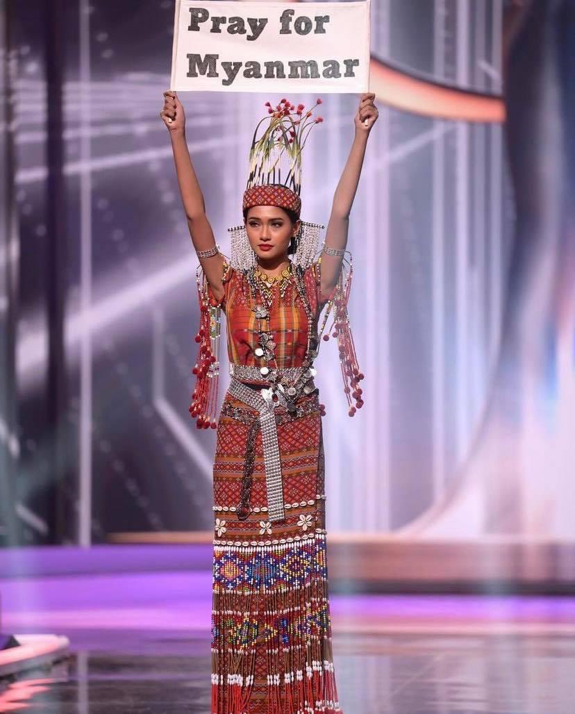 มิสเมียนมา Call out 'Pray for Myanmar' บนเวทีระดับโลก กับอุปสรรคชุดที่หายไป #MissUniverse2020