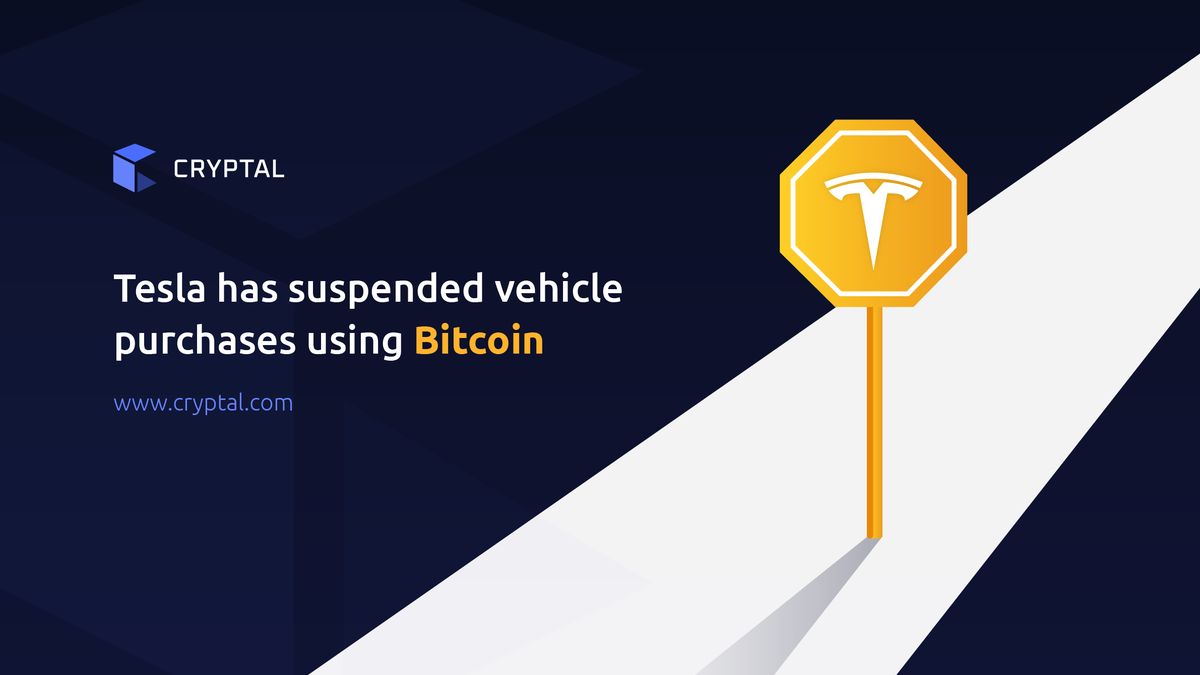 Cryptalexchange's tweet photo. 📢 In a message posted to Twitter on Wednesday, #Tesla CEO Elon Musk said that Tesla has suspended vehicle purchases using #bitcoin out of concern over “rapidly increasing use of fossil fuels for Bitcoin mining.” ‼️

#Cryptalexchange #cryptocurrency https://t.co/0VWvlOg4BZ