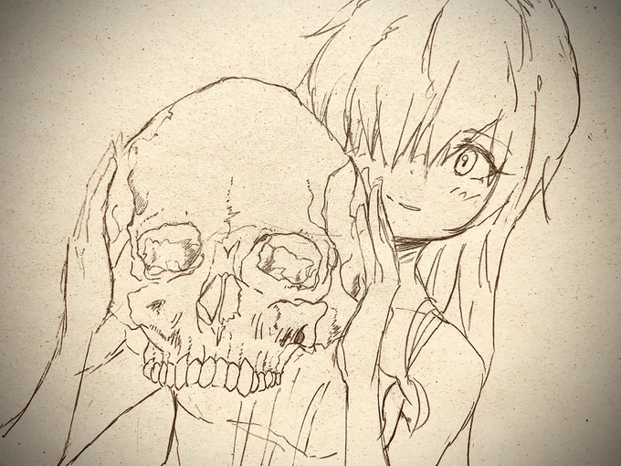 模写練習の他に雑ですが骸骨も描いてました✍️
頭蓋骨って難しいですね...😅 