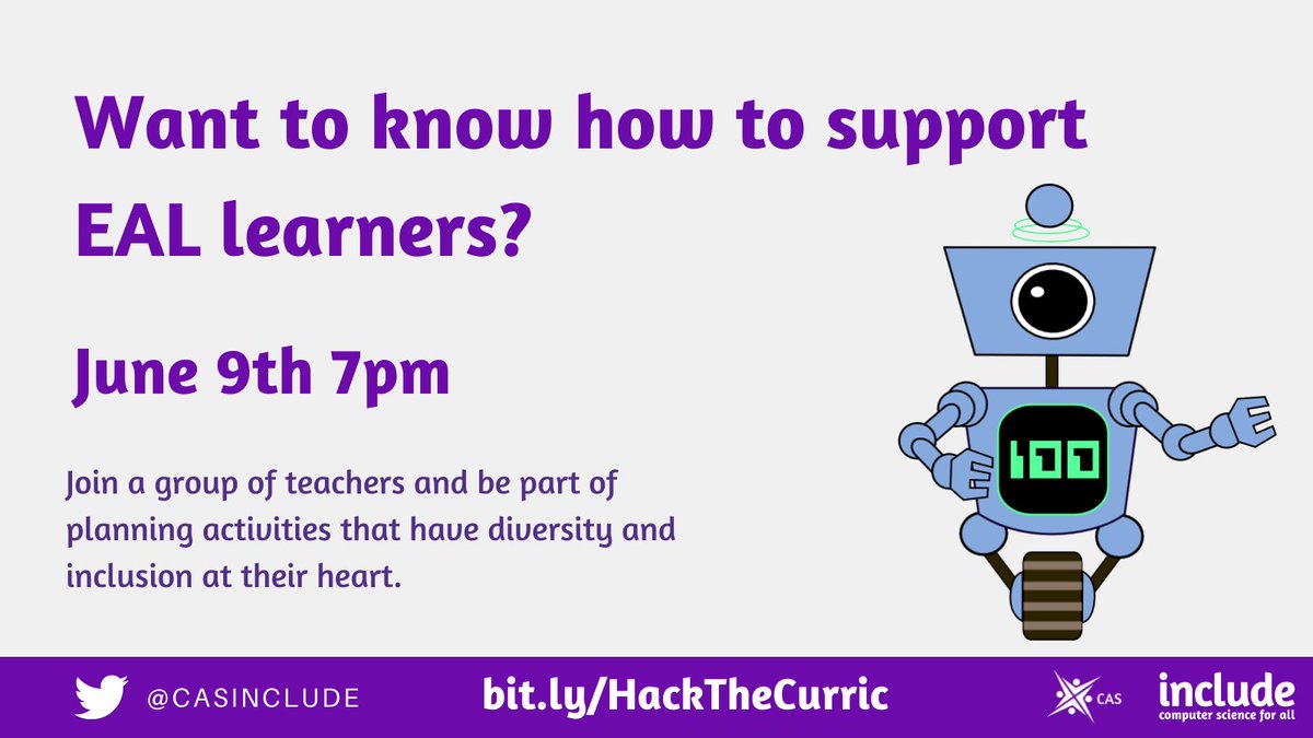 CASinclude's tweet photo. Do you want to know how to support EAL learners in #Computing? If so, join us for our next event on 9th June at 7pm. BOOK HERE: https://t.co/5sTqRwx1Qd
#Teacher5OClockClub
#KindnessRipple https://t.co/5cyi8pDcor