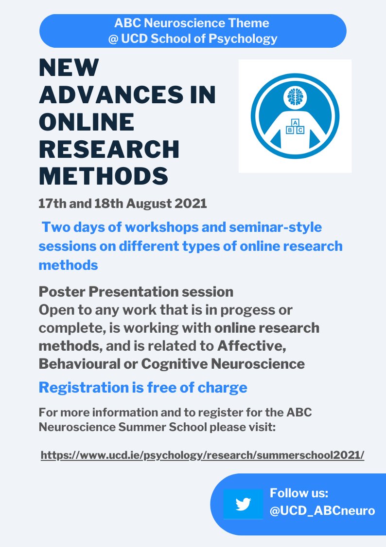 Happy Friday everyone! 

The call for applications for the #PosterPresentations is now open!

The  ABC Neuroscience #SummerSchool will be an ideal place to share your work with #OnlineResearchMethods in #affective #behavioural #neuroscience and #cognitivepsychology!