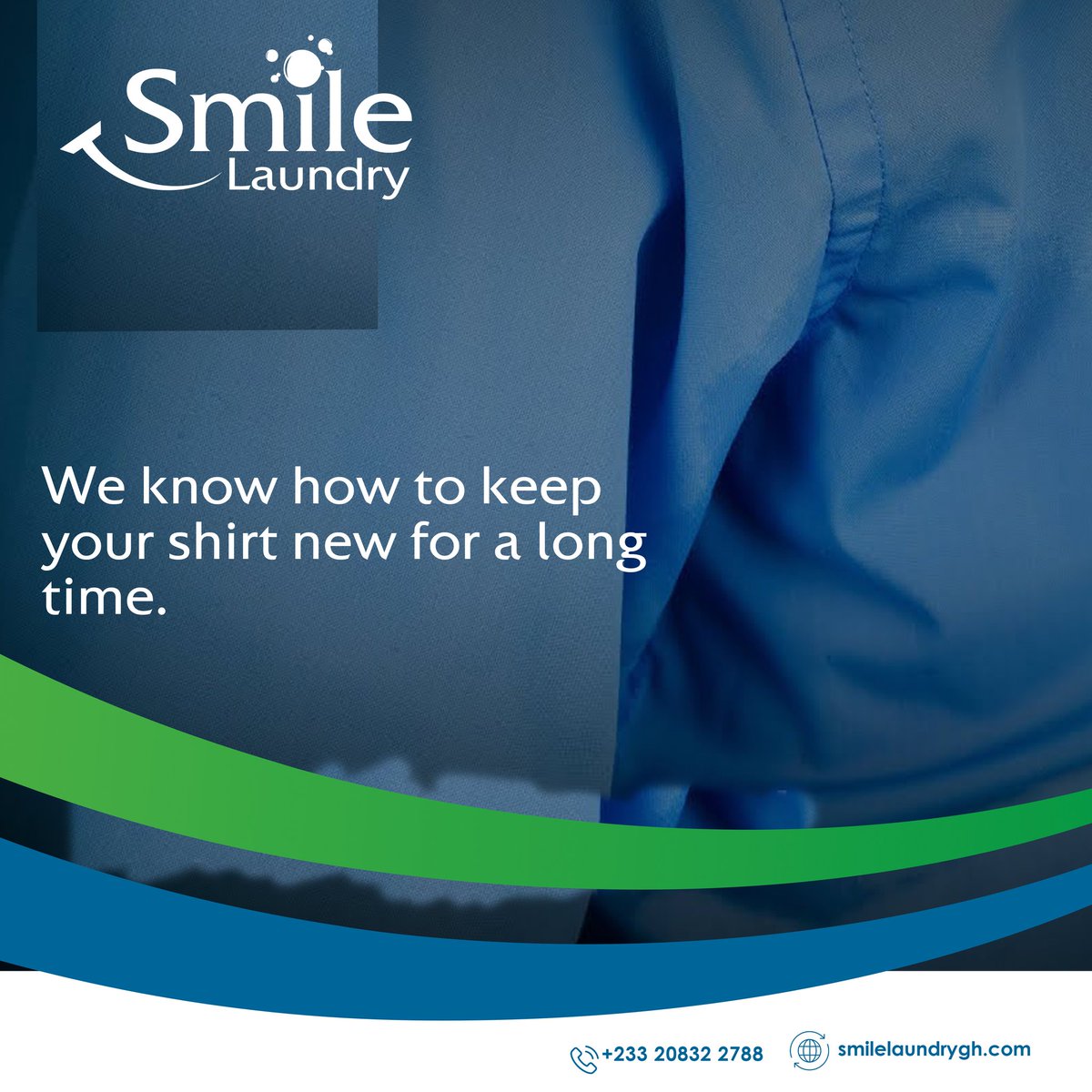 SmileCleaninggh's tweet photo. Don't worry about your shirt's underarms, we help keep your shirt new for a long time❗

Send us a message here or visit our website: https://t.co/Jhaut5OkQa to register on our online App 

Call Us on: +233 208232788/243770786

#smilelaundrygh 
#familyinghana
#accracleaning https://t.co/9M1v5elEP7