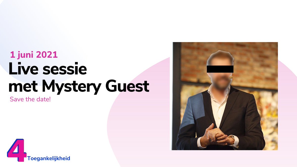 Op 1 juni beginnen wij '4 Toegankelijkheid' met een bijzondere live sessie! Onze mystery guest moest noodgedwongen uit zijn comfort zone stappen. Wil jij een kijkje nemen in zijn wereld? Beleef het zelf tijdens dit unieke online event⬇️
hubs.li/H0NkV3D0

#4toegankelijkheid