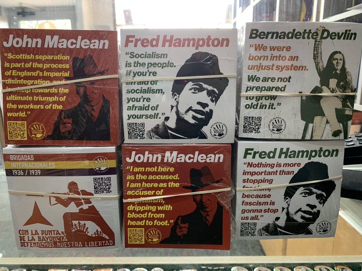 Some lovely new @CaltonBooks stickers just dropped from Sunny Govan 👏🏻👏🏻👏🏻👏🏻

#CaltonBooks #UnitedWorkingClass
#BernadetteDevlin #FredHampton #JohnMacLean #BrigadasInternacionales