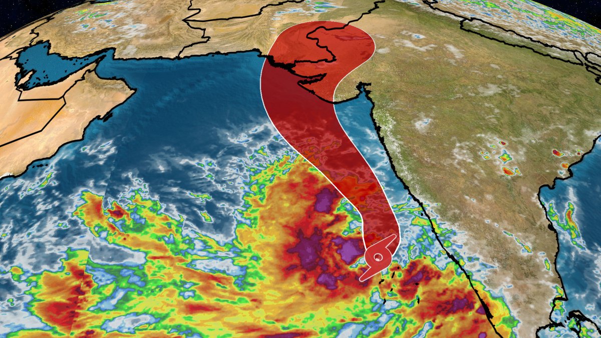 weatherchannel's tweet photo. A tropical cyclone has developed in the Arabian Sea and could rapidly intensify as it tracks near India: https://t.co/24FMXBl5h4 https://t.co/B0WLQnh6nA